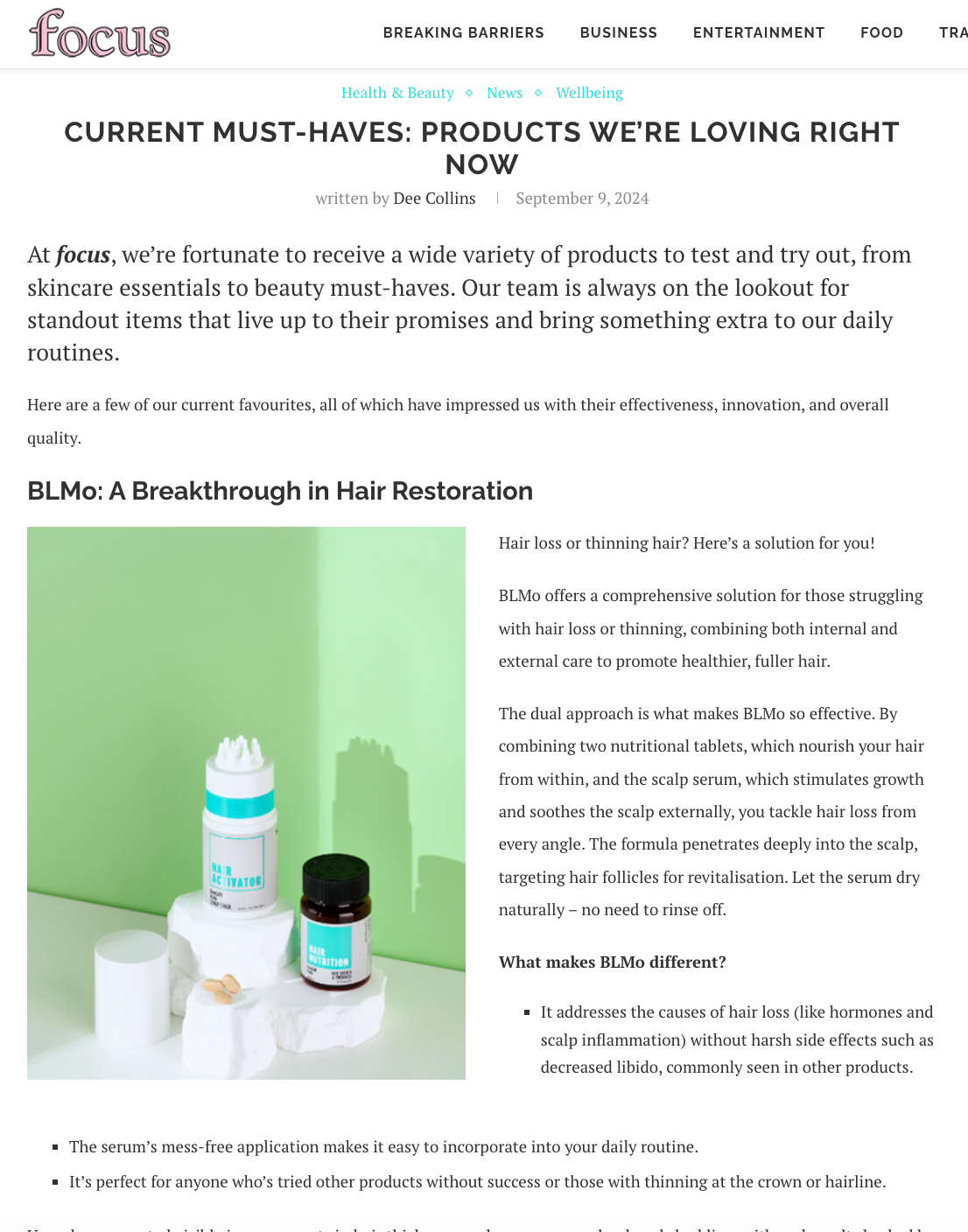 BLMo's Breakthrough, From Focus Magazine Spotlight to Your Bathroom Shelf!